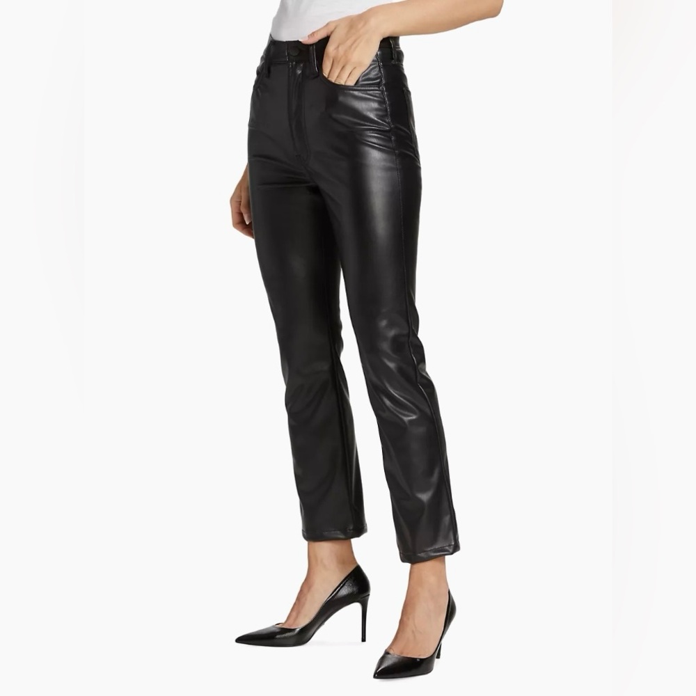 Mother Faux Leather High-Waisted Rider Ankle Women’s Size 27 Black Cropped Pants